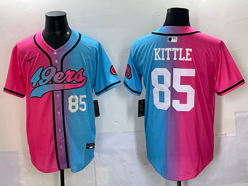 Men 2025 San Francisco 49ers #85 Kittle Pink Blue pink Nike Limited NFL Jersey 004->san francisco 49ers->NFL Jersey